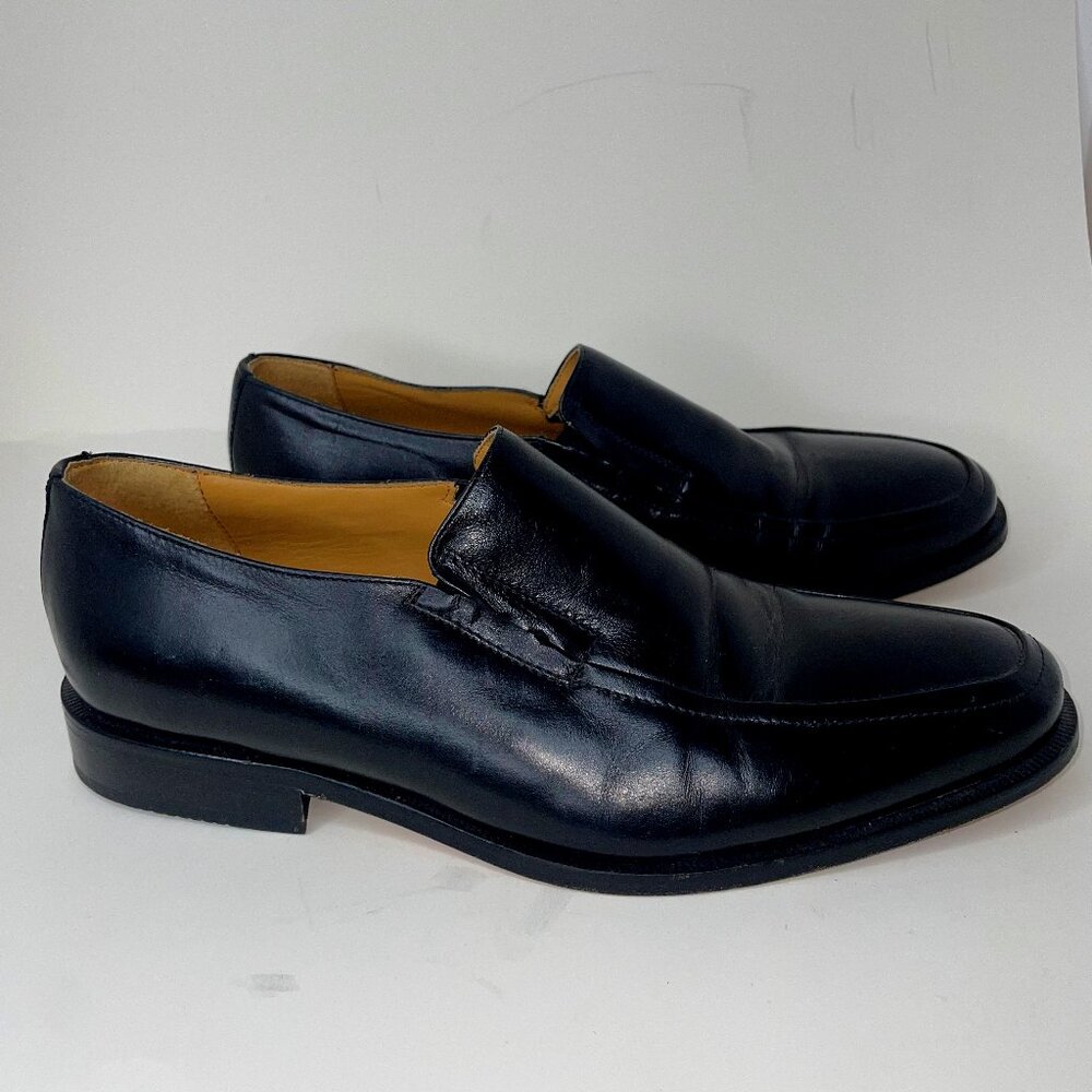 Luis Gonzalo Men's Black Leather Loafers Slip-on Hand Made in Spain Size 42
